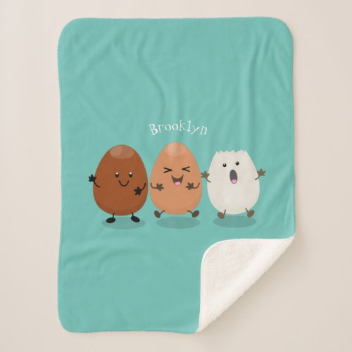 Cute kawaii eggs funny cartoon illustration sherpa blanket