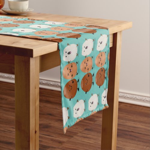 Cute kawaii eggs funny cartoon illustration short table runner