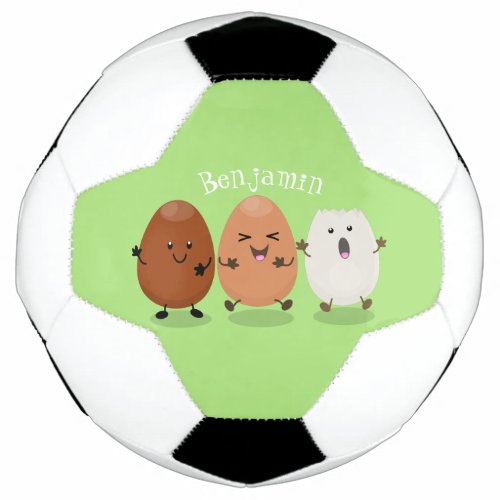 Cute kawaii eggs funny cartoon illustration soccer ball