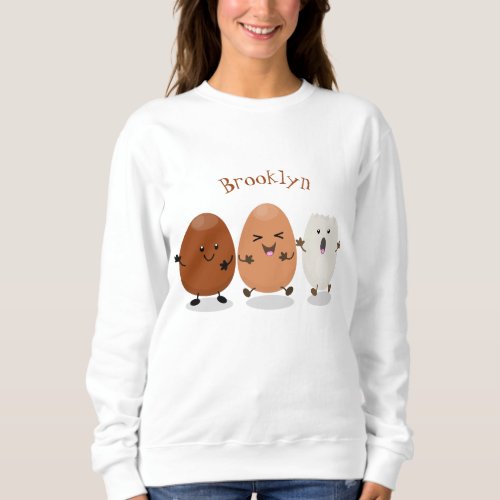 Cute kawaii eggs funny cartoon illustration sweatshirt