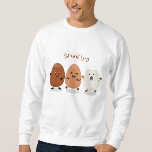 Cute kawaii eggs funny cartoon illustration sweatshirt