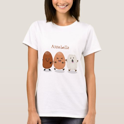 Cute kawaii eggs funny cartoon illustration T_Shirt