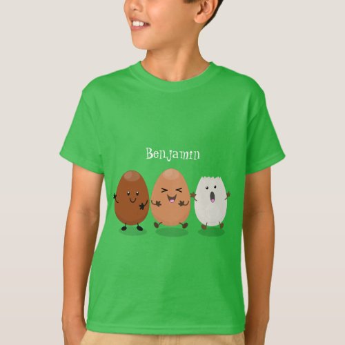 Cute kawaii eggs funny cartoon illustration T_Shirt