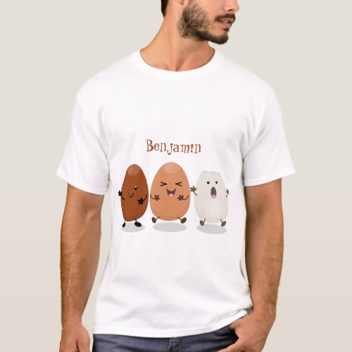 Cute kawaii eggs funny cartoon illustration T_Shirt