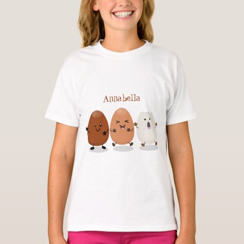 Cute kawaii eggs funny cartoon illustration T_Shirt