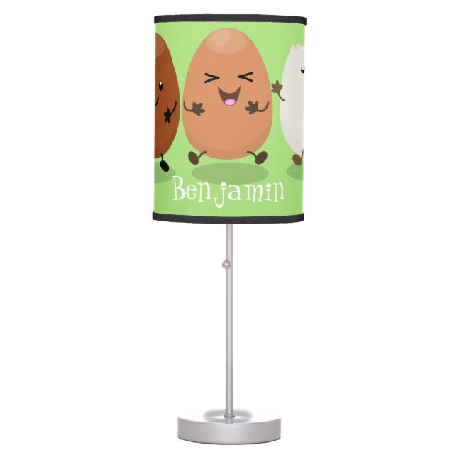 Cute kawaii eggs funny cartoon illustration table lamp (Front)