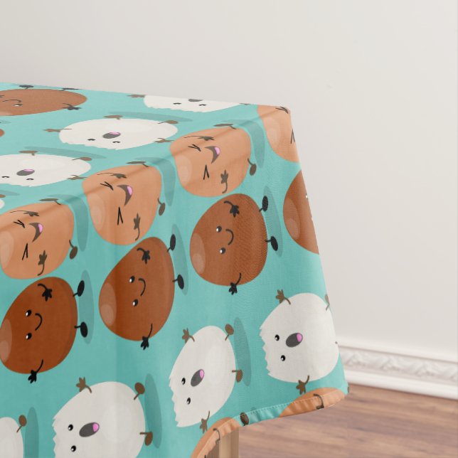 Cute kawaii eggs funny cartoon illustration tablecloth (In Situ)