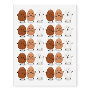 Cute kawaii eggs funny cartoon illustration temporary tattoos