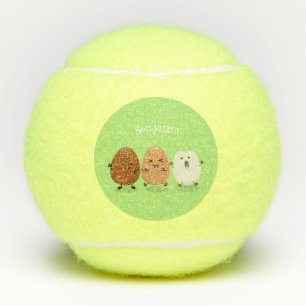 Cute kawaii eggs funny cartoon illustration tennis balls