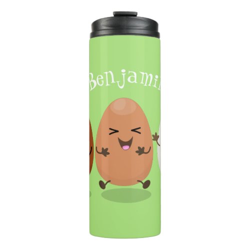 Cute kawaii eggs funny cartoon illustration thermal tumbler