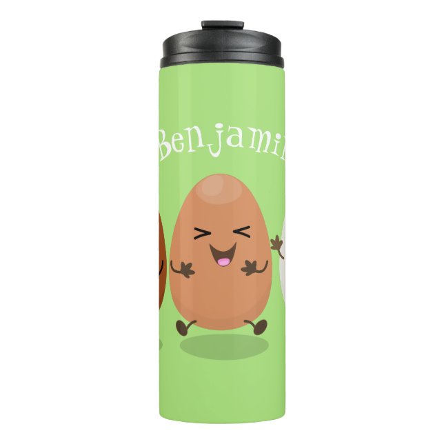Cute kawaii eggs funny cartoon illustration thermal tumbler (Front)