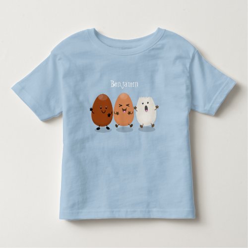 Cute kawaii eggs funny cartoon illustration toddler t_shirt