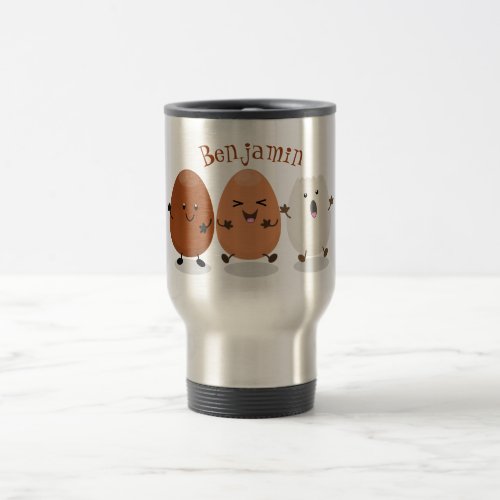Cute kawaii eggs funny cartoon illustration travel mug