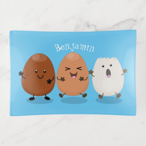 Cute kawaii eggs funny cartoon illustration trinket tray