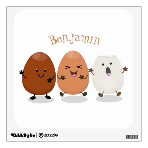 Cute kawaii eggs funny cartoon illustration wall decal