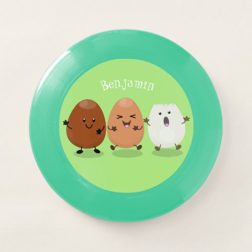 Cute kawaii eggs funny cartoon illustration Wham_O frisbee