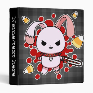 Cute Kawaii evil bunny with chainsaw 3 Ring Binder
