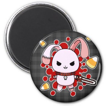 Cute Kawaii Evil Bunny With Chainsaw Magnet by DiaSuuArt at Zazzle