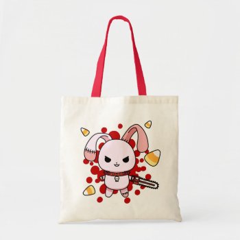 Cute Kawaii Evil Bunny With Chainsaw Tote Bag by DiaSuuArt at Zazzle