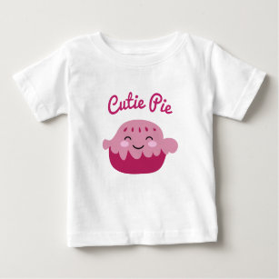 Cute Kawaii face Apple Pie drawing girl's Baby T-Shirt