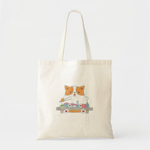 Cute Kawaii Fat Foodie Cat Enjoys Sushi Tote Bag