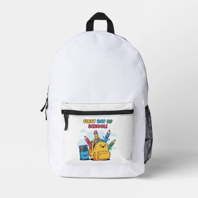 Cute Kawaii First Day of School! Cartoon Backpack  (Front)