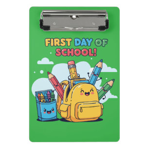 Cute Kawaii First Day of School! Cartoon Backpack Mini Clipboard