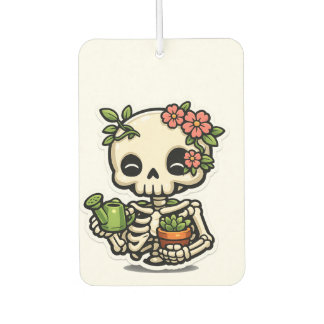 Cute Kawaii Floral Skeleton Gardener Sticker Air Freshener