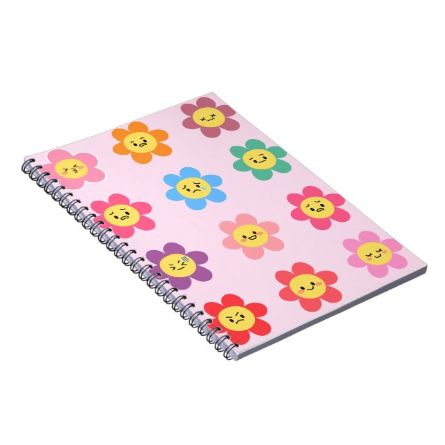 Cute Kawaii Flower Emotions Chart Notebook (Right Side)