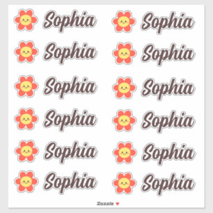 Cute Kawaii Flower Personalized Name Sticker