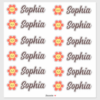 Cute Kawaii Flower Personalized Name Sticker