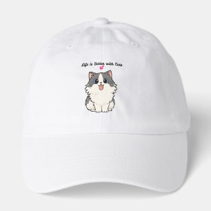 Cute Kawaii Fluffy Cat Chibi Cartoon Illustration Hat