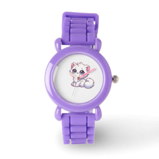 Cute Kawaii Fluffy Kitten Kids Watch 