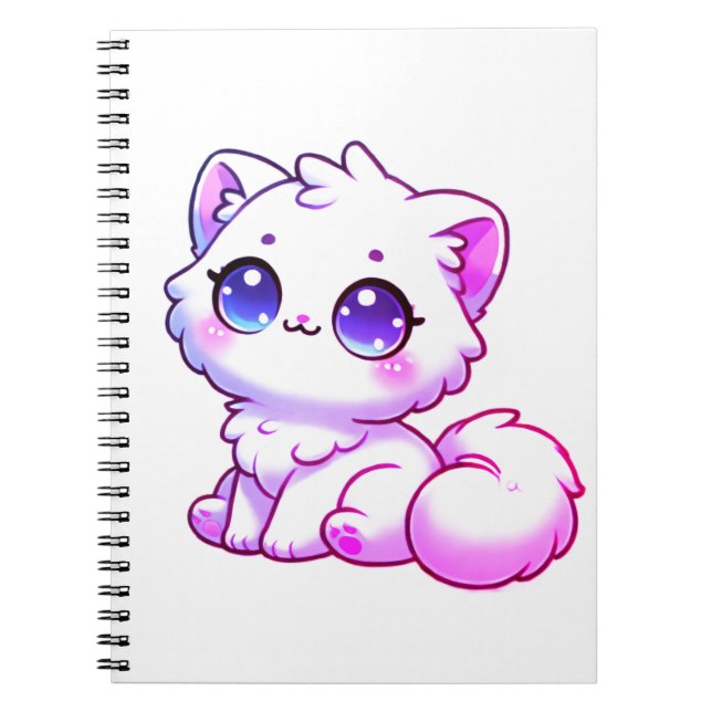 Cute Kawaii Fluffy Kitten Notebook (Front)