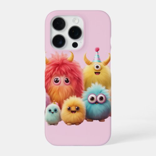 Cute Kawaii Fluffy Monster Friends Wall Art | Colo iPhone 16 Pro Case