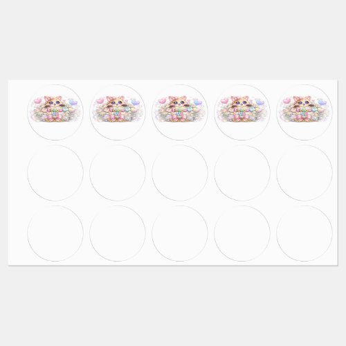 Cute Kawaii Follow Us Cat Pastel Pink Social Media Labels