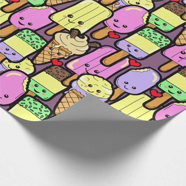Cute Kawaii Food Pattern Wrapping Paper (Corner)