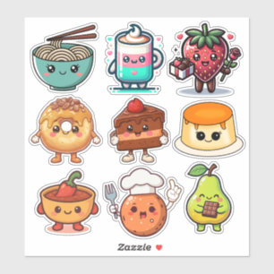 Cute Kawaii Foods   Donut, Coffee, Ramen Sticker
