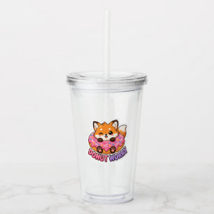 Cute Kawaii Fox Donut Worry Funny Food Pun Acrylic Tumbler