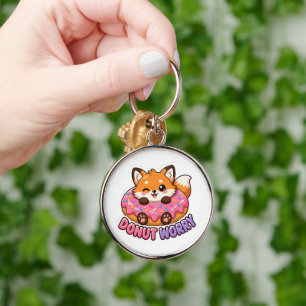 Cute Kawaii Fox Donut Worry Funny Food Pun Keychain