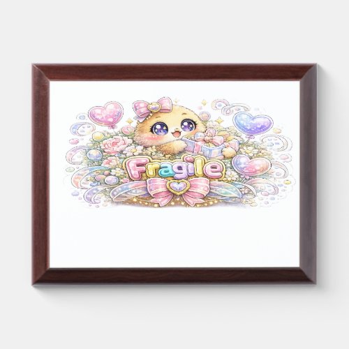 Cute Kawaii Fragile Handle With Care Cat Pastel Pi Award Plaque