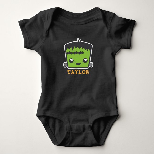 Cute Kawaii Frankenstein Monster Halloween Costume Baby Bodysuit (Front)
