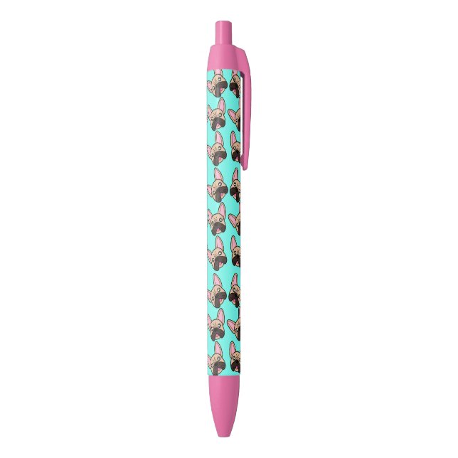 Cute kawaii French bulldog (frenchie) teal blue Pen (Bottom (Vertical))
