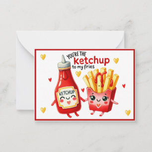 Cute Kawaii French Fries and Ketchup Note Card