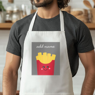 Cute Kawaii French Fries with Custom Name Adult Apron