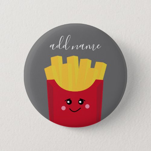 Cute Kawaii French Fries with Custom Name Button