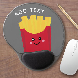 Cute Kawaii French Fries with Custom Name Gel Mouse Pad