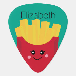 Cute Kawaii French Fries with Custom Name Guitar Pick