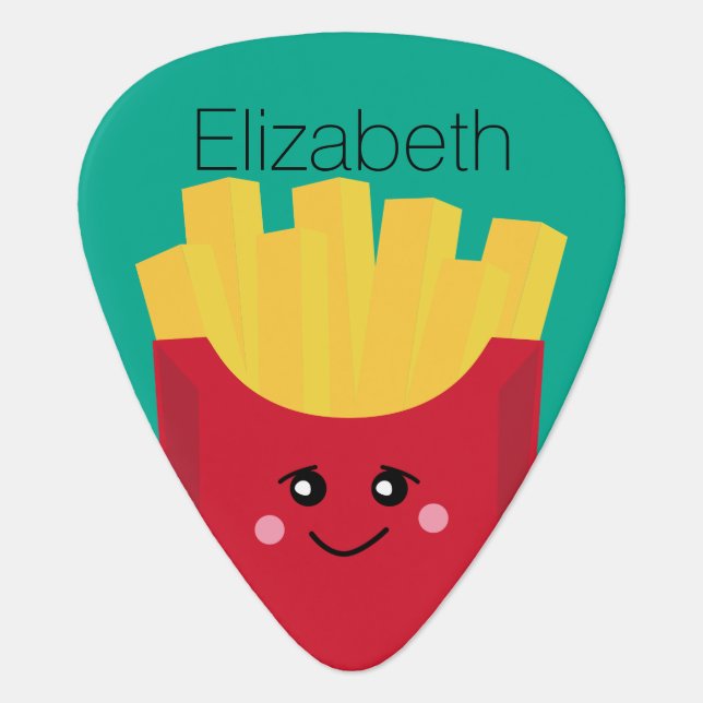 Cute Kawaii French Fries with Custom Name Guitar Pick (Front)