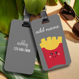 Cute Kawaii French Fries with Custom Name Luggage Tag